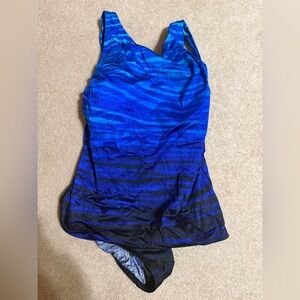 Blue Ombre Striped One-Piece Swimsuit